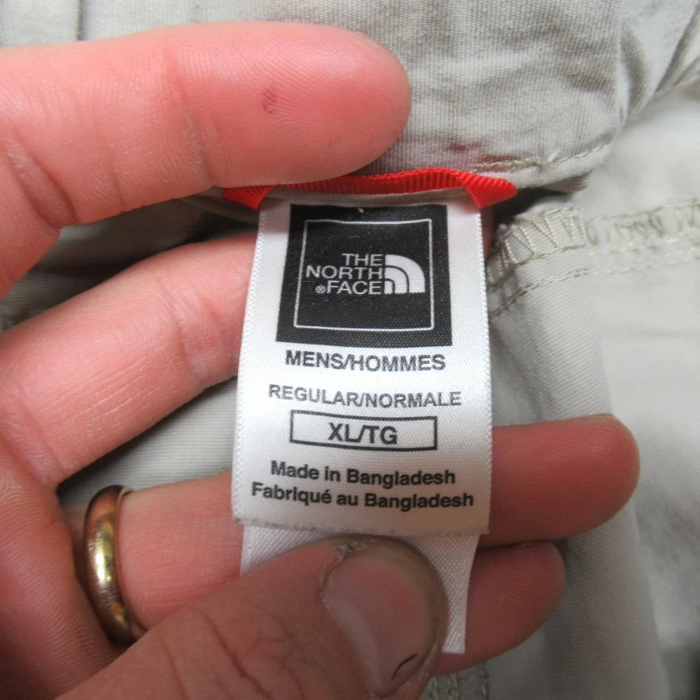 North Face Pants Men XL White Cargo Convertible Belted Rain Wind Pack Hike 37x30